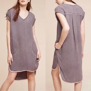 Anthropologie Cloth & Stone Gray Frayed Hem Tunic Dress Oversized NWT Y2K Boho